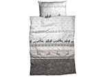 Bettwäsche CASATEX "Winterworld", grau (weiß, anthrazit), B/L: 135cm x 200cm, 1 Stk., 1 Stk., Biber, B/L: 80cm x 80cm, 2 Stk., Biber, Obermaterial: 100% Baumwolle, Bettwäsche, Bettwäsche, Hirschmotive, Schneekristalle, kuschelig