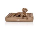 Knuffelwuff Orthopädisches Hundebett aus Laser gestepptem Kunstleder Montego braun/ beige XXL