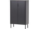 Highboard WOOOD "Gunnar FSC-Mix Massivkiefer mit Dämpfung Funktion, 85 x 39 x 135 cm", grau (mattschwarz), B:85cm H:135cm T:39cm, FSC-zertifiziertes Massivholz, Sideboards, Highboard, Tragkraft 15 kg pro Boden, einfach zu montieren, sichtbare Maserung