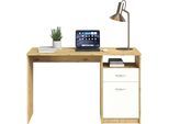Schreibtisch FMD "Jackson", artisan eiche, weiße, B:123cm H:76,5cm T:50cm, Tische, Schreibtisch