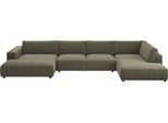 Wohnlandschaft MUSTERRING "MR LUCIA, das ultimative Raumwunder von Musterring", oliv, B:434cm H:81cm T:224cm, 95% Polyester, 5% Nylon, Sofas, Wohnlandschaft, Gigantische Fläche, erstklassige Kammerkissen & Luxus-Komfort