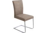 Esszimmerstuhl K+W KOMFORT & WOHNEN "Santos II, Freischwinger", beige (sand, edelstahloptik), B:46cm H:98cm T:60cm, Stühle, Esszimmerstuhl