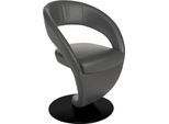 Esszimmerstuhl K+W KOMFORT & WOHNEN "Wave, Drehstuhl", grau (zinn, drehteller in metall schwarz struktur), B:62cm H:86cm T:61cm, Bronco: Nappaleder pigmentiert, Dickleder, 1, 3/1, 5mm, mit rustikal gekörnten Narbenbild, Stühle, Esszimmerstuhl, Design-Drehstuhl, schwarzer Drehteller