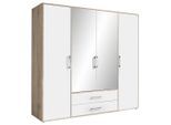 Möbelix , Weiß, Transparent, Eiche San Remo , Glas, Holzwerkstoff , 7 Fächer , 2 Schublade(n) Schubladen , 206x195x60 cm , in verschiedenen Größen erhältlich ,