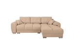 P & B , Beige , Textil , Füllung: Silikon, Schaumstoffflocken,Silikon, Schaumstoffflocken , seitenverkehrt montierbar, L-Form , 256x175 cm , Fsc, Made in EU , Armlehnen seitenverkehrt montierbar, Armteil links, Armteil rechts , Wohnzimmer, Sofas & Couches, Schlafsofas, Ecksofas mit Schlaffunktion