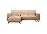 P & B , Beige , Textil , Wenge , seitenverkehrt montierbar, L-Form , 257x174 cm , Made in EU, FSC 100% , Armlehnen seitenverkehrt montierbar, Armteil links, Armteil rechts ,