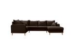 P & B , Dunkelbraun , Textil , Buche , Füllung: Schaumstoffflocken,Schaumstoffflocken , U-Form , 296x170 cm , Fsc, Made in EU , Armteil links, Armteil rechts ,