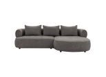 P & B , Anthrazit , Textil , Füllung: Komfortschaum, Silikon , L-Form, Ottomane rechts , 256x156 cm , Made in EU, FSC 100% ,