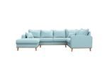 P & B , Hellblau , Textil , Wenge , Füllung: Schaumstoffflocken,Schaumstoffflocken , U-Form , 296x170 cm , FSC 100% , Armteil links, Armteil rechts ,