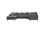 P & B , Grau , Textil , Wenge , Füllung: Schaumstoffflocken,Schaumstoffflocken , U-Form , 296x170 cm , FSC 100% , Armteil links, Armteil rechts ,