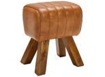 Livetastic Hocker, Braun, Holz, Leder, Echtleder, Ziegenleder, Mangoholz, massiv, Lederoptik, Füllung: Komfortschaum, quadratisch, 42x45x35 cm, Lederauswahl, Wohnzimmer, Hocker, Sitzhocker