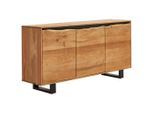 Livetastic Sideboard , Schwarz, Akaziefarben , Holz, Metall , Akazie,Akazie,Akazie , vollmassiv,vollmassiv,vollmassiv , Holz , 2 Fächer , 160x80x40 cm , stehend , Kleinmöbel, Kommoden, Sideboards