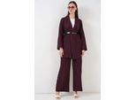 Strukturierte Kimono-Hose mit Schalkragen-Set