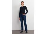 Hochtaillierte gerade Denim-Hose