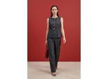 Baumwoll-Popelin-Weste und weit geschnittene Hose Set