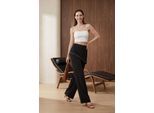 Hoch taillierte weite Crepe-Hosen