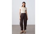 Hochtaillierte weite Popelin-Hosen für Damen
