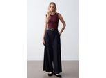 Damen High-Waist Weitbein-Crepe-Hosen