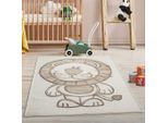 Kinderteppich CARPET CITY "MARA717", beige (creme), B:160cm H:11mm L:230cm, Obermaterial: 70% Polypropylen, 30% Polyester, Teppiche, Kinderteppich, Kinderzimmer, Kurzflor,robust,Tiere, Spielzimmer
