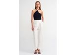 Damen High-Waist Weitbein-Crepe-Hosen