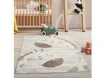 Kinderteppich CARPET CITY "MARA719", beige (creme), B:160cm H:11mm L:230cm, Obermaterial: 70% Polypropylen, 30% Polyester, Teppiche, Kinderteppich, Kinderzimmer, Kurzflor,robust,Tiere, Spielzimmer