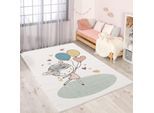 Kinderteppich CARPET CITY "Anime9393", beige (creme), B:160cm H:11mm L:230cm, Polypropylen (PP), Teppiche, Spielteppich, Spielteppich, Mädchen, Herzen, Ballon, Weicher Flor, Pflegeleicht
