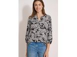 Shirtbluse CECIL, Damen, Gr. S (38), schwarz, Stoff, 100% Viskose, gemustert, klassisch normal, Rundhals, elastischer Bund, Blusen, mit 3/4 Ärmeln