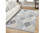 Teppich CARPET CITY "FLAIR179", grau, B:200cm H:11mm L:290cm, Obermaterial: 50% Polyester, 50% Polypropylen, Teppiche, Teppich, Kurzflor-Teppich, Skandi-Stil, Wohnzimmer