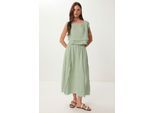 Katoenen Mouwloze Blouse en Wijde Rok Set