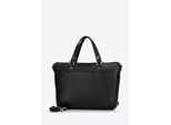 Wittchen Dames 15" Leren Laptoptas met Kwastje Zwart Natuurlijk Leer