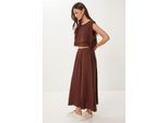 Katoenen Mouwloze Blouse en Wijde Rok Set