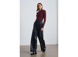 Hoge taille brede faux leren broek