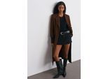 Getextureerde Tweed Lange Overjas