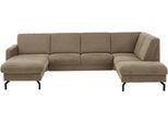 Wohnlandschaft DIE PLANBAR "PP-PF25099, U-Form, Breite 307cm", braun (asina mandel), B:307cm H:88cm T:190cm, 94% Polyester, 6% Nylon, Sofas, Wohnlandschaft, Wahlweise mit Kopfstützen, Stauraum und motorischer Vorziehbank