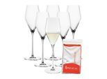 Champagnerglas SPIEGELAU "Champagnergläser + Poliertuch Definition 250 ml 6er Set transparent", bunt (transparent), Glas, Trinkgefäße, Champagnerglas
