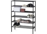 Schuhregal WOOOD "Ferro mit pulverbeschichtetem Eisen stapelbar", schwarz, B:85cm H:120cm T:35cm, Eisen, Regale, Schuhregal, Tragkraft 15 kg pro Einlegeboden, Pfleiglicht, einfach zu montieren