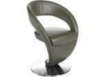 Esszimmerstuhl K+W KOMFORT & WOHNEN "Wave, Drehstuhl, Polsterstuhl", beige (zypresse, drehteller in edelstahloptik gebürstet), B:62cm H:86cm T:61cm, Bronco: Nappaleder pigmentiert, Dickleder, 1, 3/1, 5mm, mit rustikal gekörnten Narbenbild, Stühle, Esszimmerstuhl, Design-Drehstuhl, Drehteller in Edelstahloptik