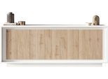 Sideboard HOME AFFAIRE "Sky, B/T 207/50 cm, Kommode/Anrichte/Stauraumschrank, 4 Türen", weiß matt lack, eiche cadiz dekor, B:207cm H:80cm T:50cm, Holzwerkstoff, Sideboards, Sideboard, Softclosing, Korpus & Front 22 mm stark, Rahmen-Optik