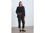 Hoge Taille Rechte Pijpen Crepe Broek Met Ceintuur