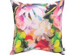 Dekokissen H.O.C.K. "Flower", bunt (bunt, bedruckt geblümt), B:50cm H:10cm L:50cm, Polyacryl, Dekokissen_Sitzkissen_Kissenhüllen, im farbenfrohen Design, Kissenhülle mit Füllung, 1 Stück