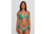 Bikini-Hose MODA MINX "Lumiere Seychelles", Damen, Gr. XL, US-Größen, grün, 85% Polyester, 8% Elasthan, 7% Metall, unifarben, Badehosen Bikini-Hose, mit Glitzersteinchen und Anhängern
