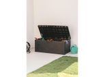 Kissenbox, Anthrazit, Holzoptik, 1 Fächer, 148x60x72 cm, UV-beständig, wetterbeständig, geeignet zum Sitzen, Aufbewahrung & Schutzhüllen, Gartenboxen