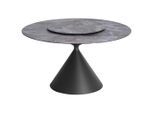 Esstisch, Schwarz, Metall, Glas, Holzwerkstoff, rund, konisch, 140x79x140 cm, Esszimmer, Tische, Esstische, Glastische