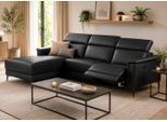 Ecksofa OTTO HOME "LUND, L-Form, 261cm, man. o. elektr. Relaxfunktion (mit USB-A)", schwarz, B:261cm H:97cm T:179cm, Kunstleder 100% Polyurethan, Sofas, Ecksofa, und Kopfteilverstellung