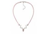 Collier ALLGÄU REBELL "Rosi", Damen, Gr. onesize, Metall, rosa, Basic, Halsketten Collier, zweireihiges Satinband