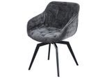 Livetastic , Grau, Schwarz , Metall, Textil , 59.5x84x63.5 cm , Sitzfläche 360° drehbar, inklusive Armlehnen , Esszimmer, Esszimmerstühle, Polsterstühle