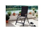 Ambia Garden Gartensessel, Natur, Dunkelgrau, Metall, Textil, Flachrohr, 57x108x70 cm, klappbar, Gartenmöbel, Gartenstühle, Gartenstühle