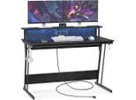 Mid.you , Schwarz , Metall, Holzwerkstoff , 120x91x60 cm , Stauraum, USB-Anschlüsse , Büromöbel, Schreibtische, Gaming-Tische