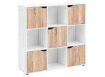 Mid.you Regal , Weiss, Eichefarben , Holzwerkstoff , 2 Fächer , 89x91x29 cm , stehend , Wohnzimmer, Regal, Bücherregale