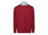 Gant - "Rugger" Polo Sweatshirt für Herren, Chambray-Stoff, Regulär (Rot)